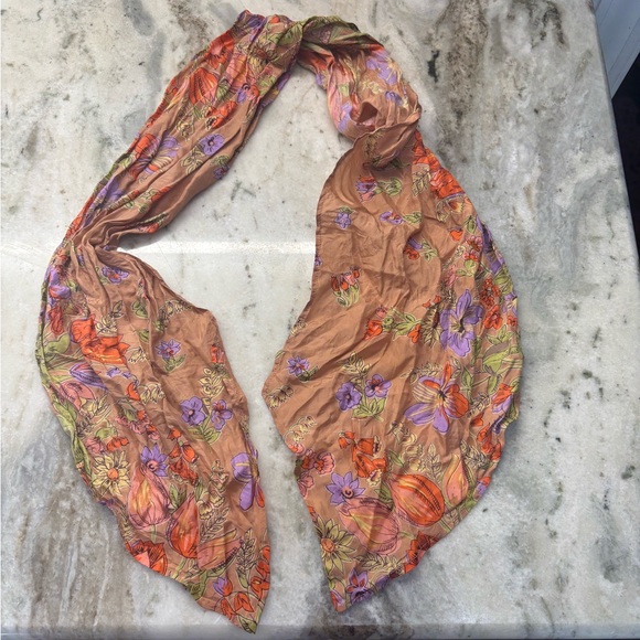 Vintage 70's 100% Silk Colorful Floral Patterned Scarf - Picture 4 of 5